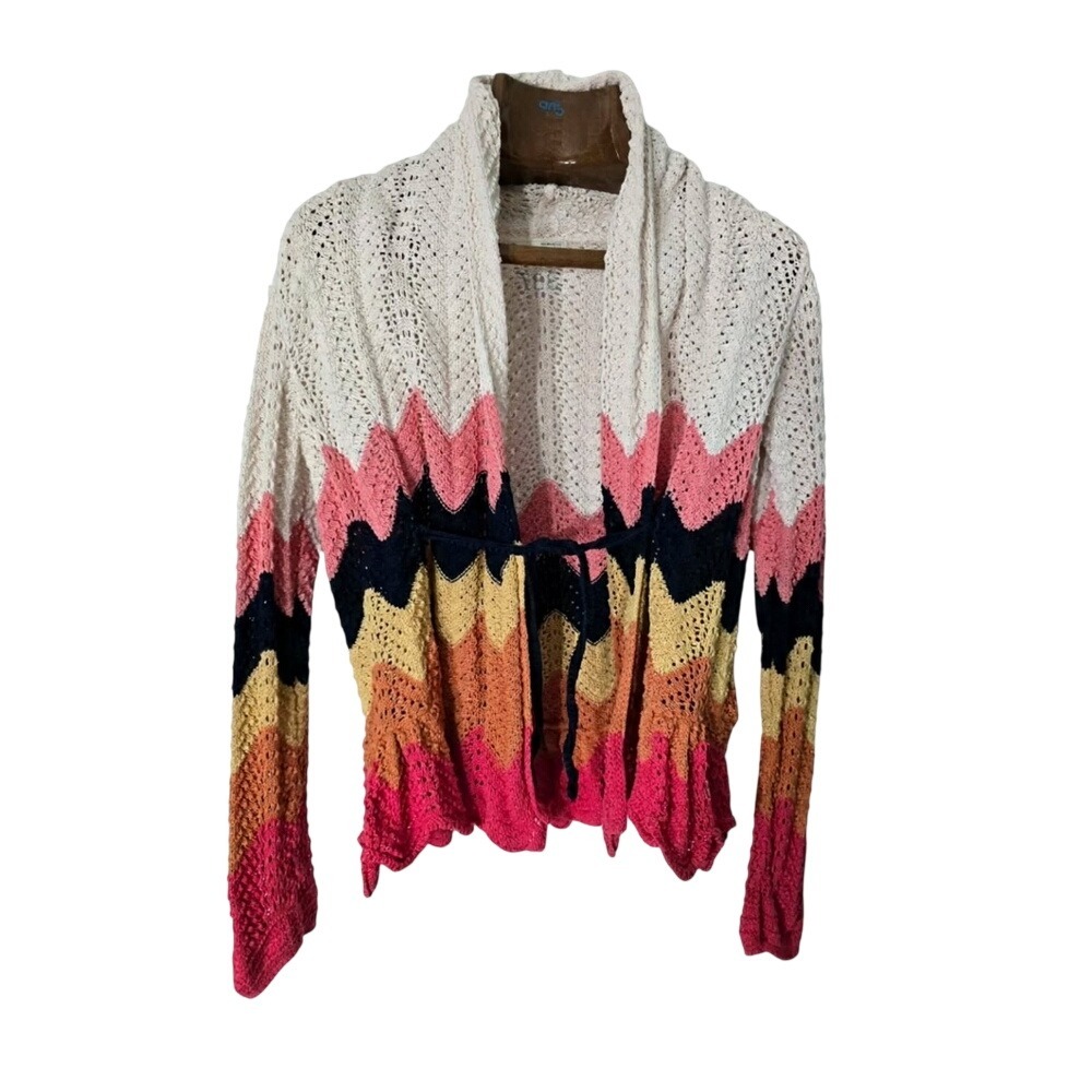 Multicolor Chevron Summer Cardigan CottageCore Boho Romantic Summer